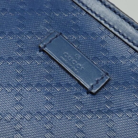GUCCI Diamante Shoulder Bag Leather Blue Gold - Picture 10 of 16